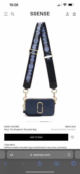 Marc Jacobs Logo Strap The Snapshot Camera Bag Leather Shoulder Bag  Bnwt-Rrp