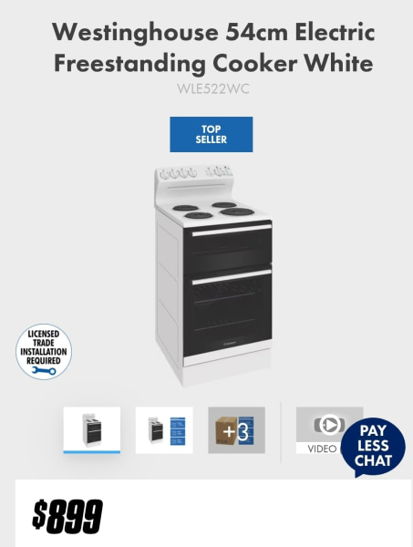 Westinghouse free standing electric oven 63022178881027111