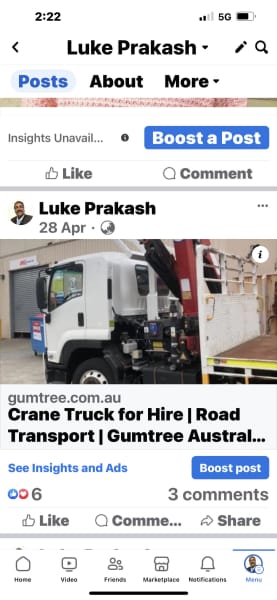 Wanted: Crane truck for hire with driver 62864726400385112
