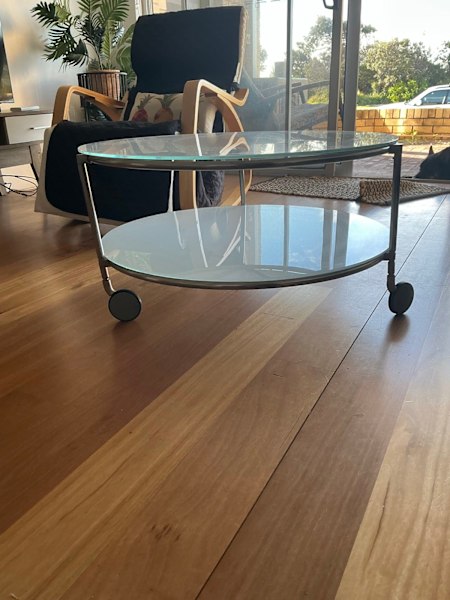 designer glass round coffee table on castors 62863376563969111
