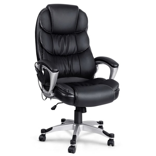 8 Point Massage Office Chair Heated Seat PU Black62863383067265111