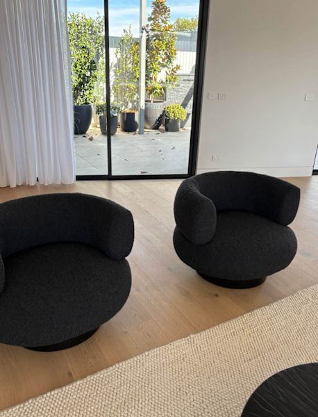 Charcoal boucle armchairs - PAIR628633696069151115