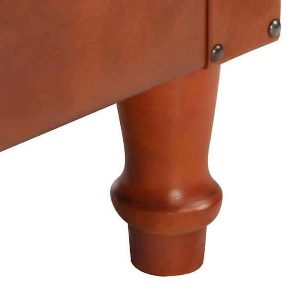 Tub Chair Brown Real Leather and Solid Mango Wood....62863412819969111