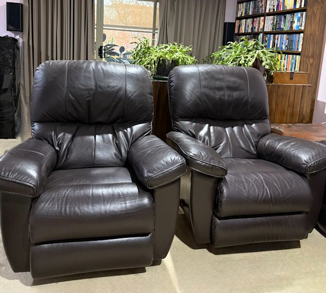 Genuine Leather 3-Seater Sofa and 2 Lazy Boy Recliners62863838454659111