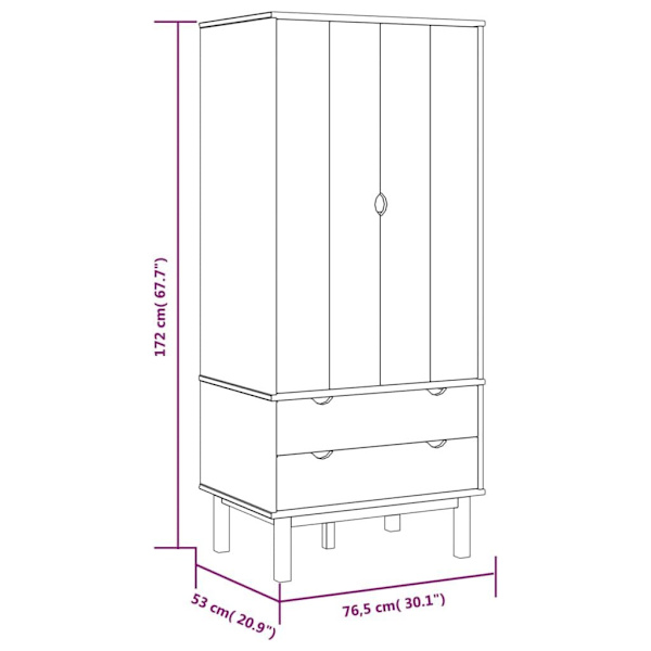 Wardrobe OTTA 76.5x53x172 cm Solid Wood Pine62863374335617113