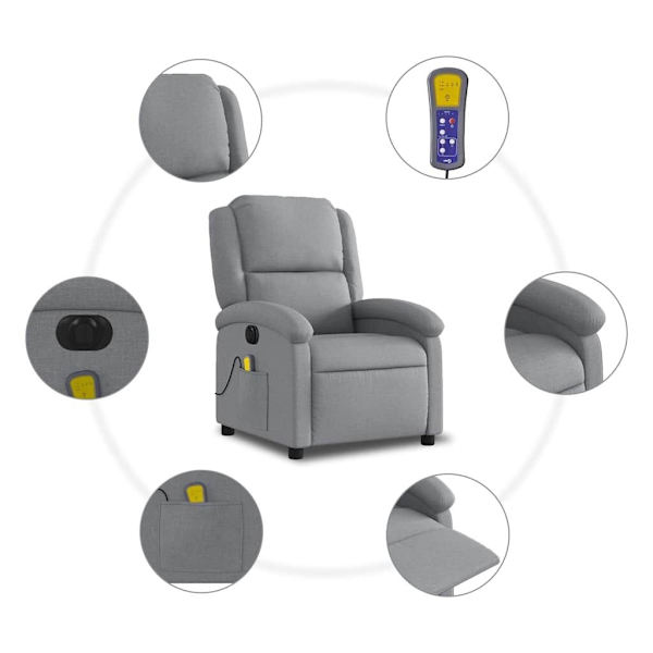 Electric Massage Recliner Chair Light Grey Fabric62863380576770114