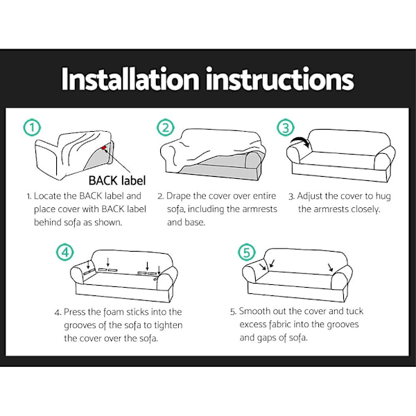 Sofa Cover Couch Covers 3 Seater Stretch Black62863379806337113