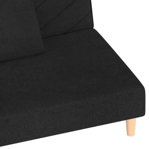 2-Seater Sofa Bed with Two Pillows Black Fabric62863374329603112