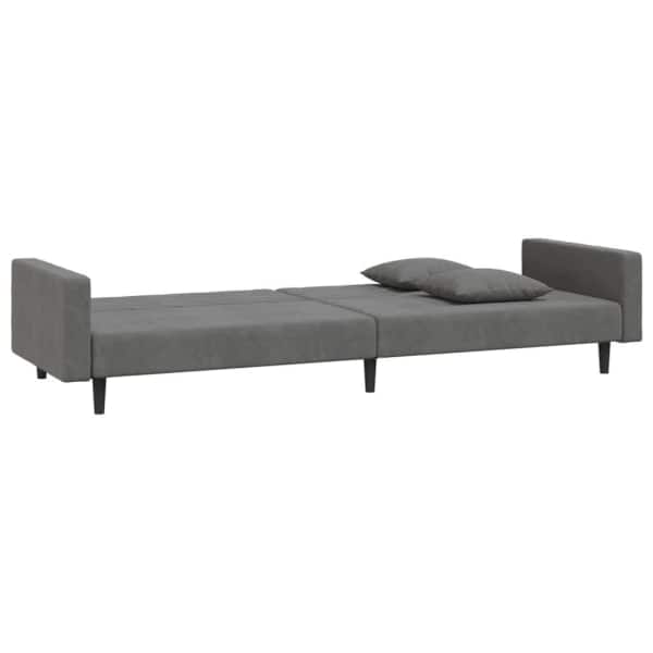 2-Seater Sofa Bed with Two Pillows Dark Grey Velvet62863374424833111