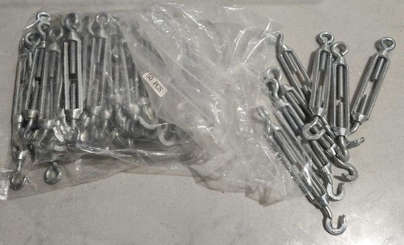 NEW Turnbuckles 6mm galvanised qty 50 hook eye63007687313793111