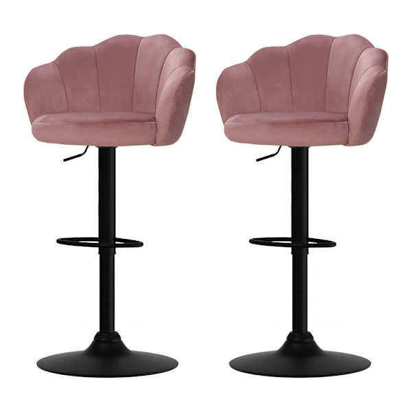 2x Bar Stools Gas Lift Velvet Pink62864723633411111