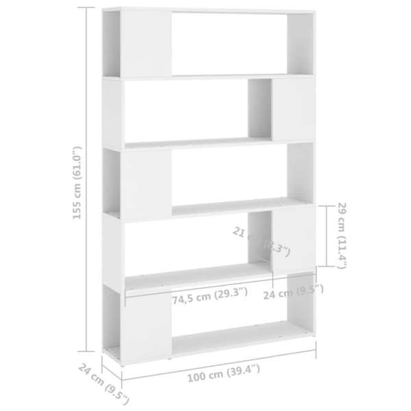 Book Cabinet Room Divider White 100x24x155 cm Engineered Wood62864722863489114