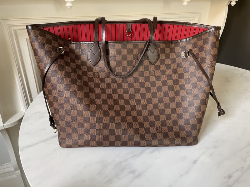 Louis Vuitton Riverside Damier Ebene Satchel Shoulder Bag Brown Black Orange