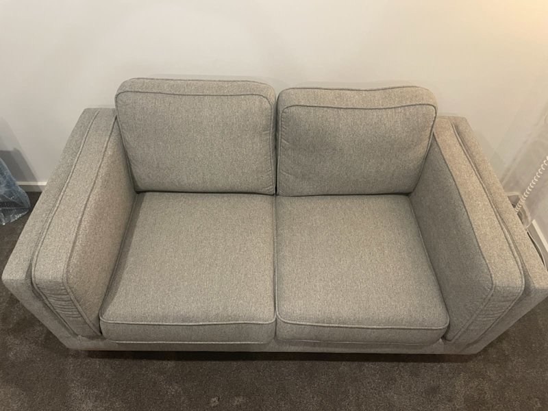2 seater sofa - light grey fabric - As New condition62929669277314112