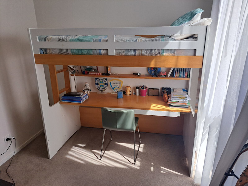 LOFT SINGLE KING BED with desk and shelf62863376130177114