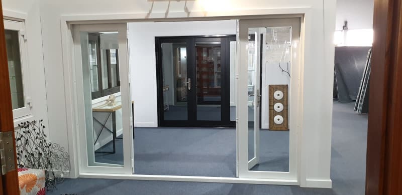 Aluminium 4 Panel Bi Fold French Door - Black, White, Timber Effect63011558909059114