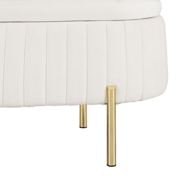 Storage Ottoman Blanket Box 87cm Velvet Oval White62863838168450112