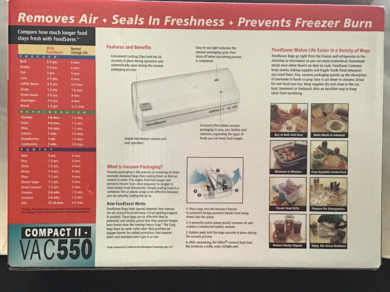 FOODSAVER VACUUM FOOD STORAGE SYSTEM63022179708418111