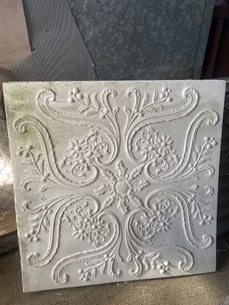 White plaster ceiling panel ornate floral mandala 92cm sq63440281111169110