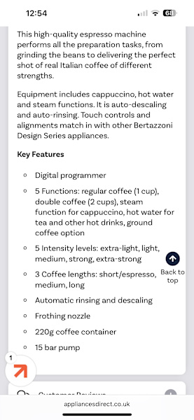 Bertazzoni M45-CAF-X  Built-in Coffee Maker unused RRP $2500 sell $85063012913741314111