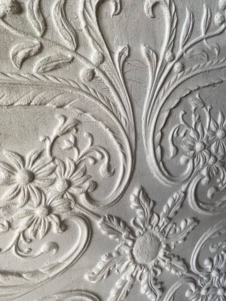 White plaster ceiling panel ornate floral mandala 92cm sq63440281111169112