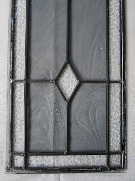 STAINED GLASS PANEL - CLEAR GLASS/SMOKY GREY GLASS - ANTIQUE - DAMAGED63007594815234111