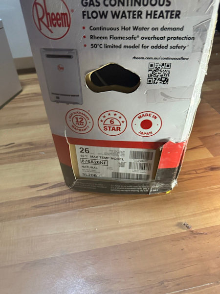 NEW Rheem 26L Gas Continuous $650 Flow Water Heater 26L630129149167391122