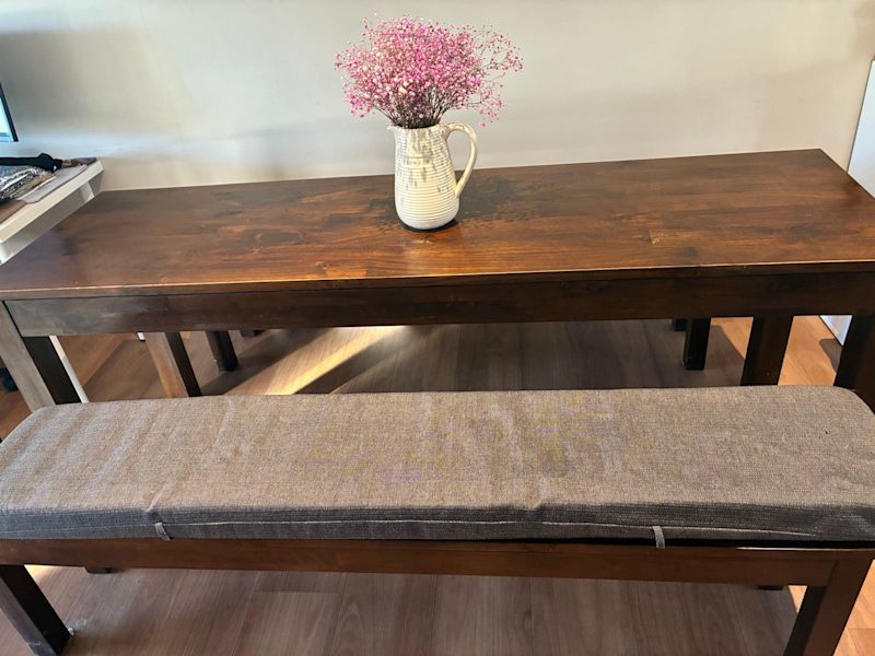 Dining Table and 2 Bench seats with Cushions 200cmx60cm $500 macgregor62863406424578113