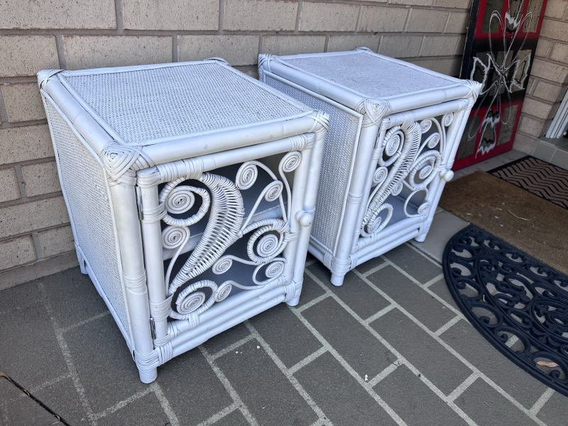 Vintage white peacock bedside tables SAN REMO 62863409642499111