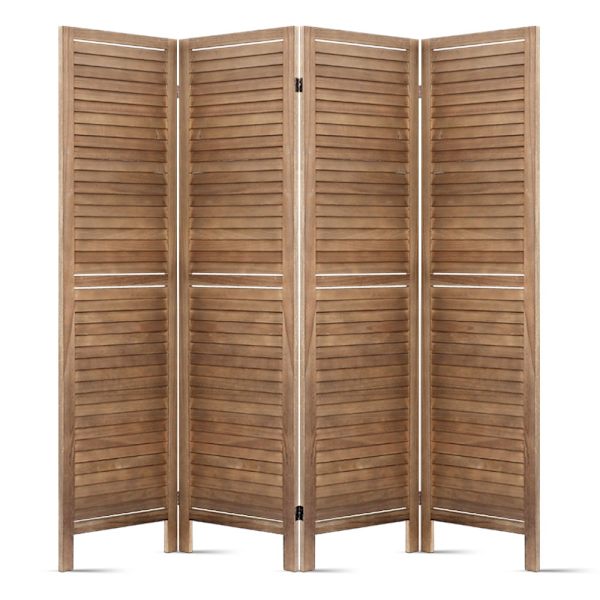 4 Panel Room Divider Screen 160x170cm Louver Oak62863375723009113