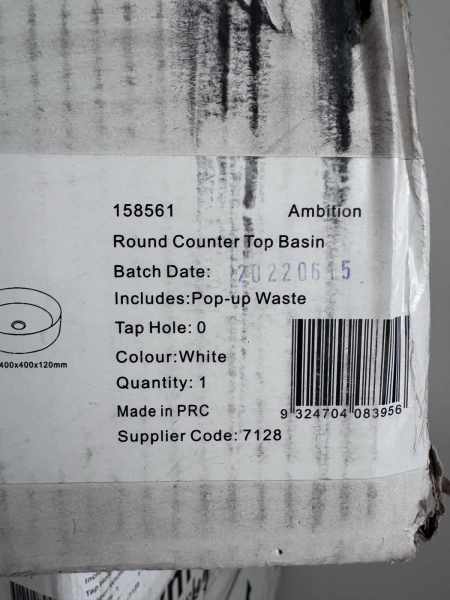 Basins top mount round includes waste  Raymor  White x4 63005323929731111