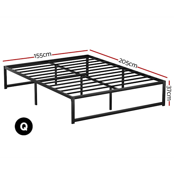 SIGRID Minimalist Style Metal Bed Frame Platform Base - Queen Size, Bl62863838448513112
