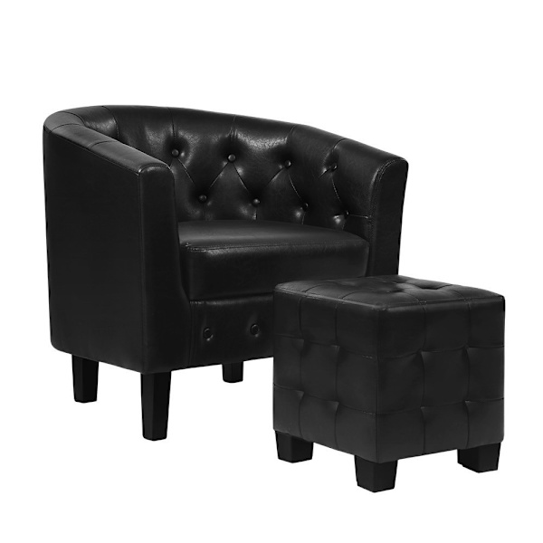 Armchair Set with Ottoman Black Ava62863383143682111