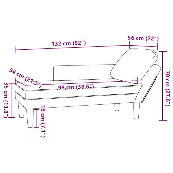 Chaise Lounge with Pillow Dark Grey Corduroy Fabric62863410753923111