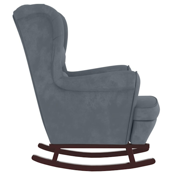 Rocking Chair with Solid Wood Rubber Legs Dark Grey Velvet....62863384865154114