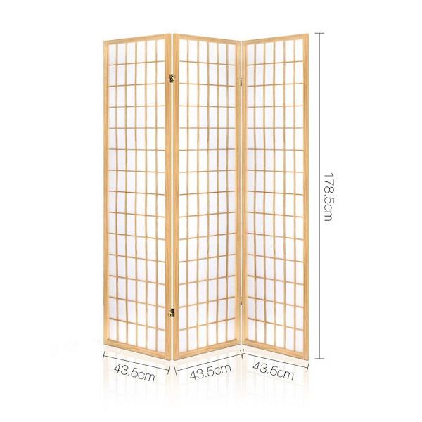 3 Panel Room Divider Screen 131x179cm Natural62863406012547114