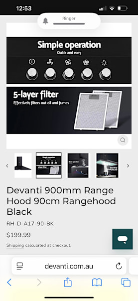 Devanti Rangehood 90cm63612126006401112