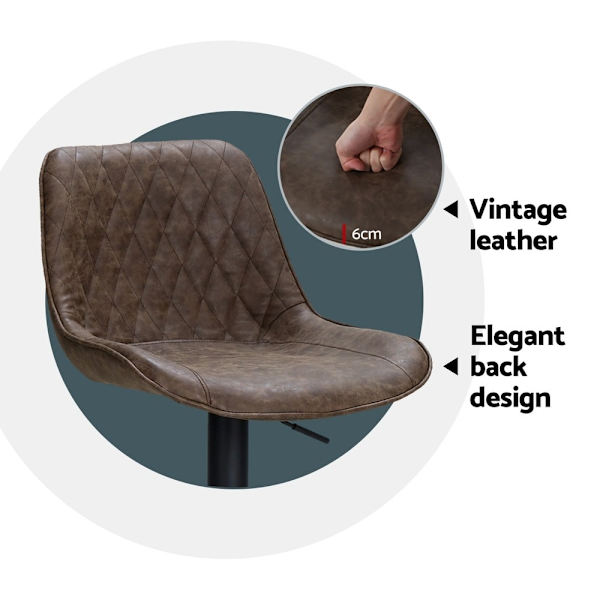 4x Bar Stools Gas Lift Vintage Leather Brown62863384801794114