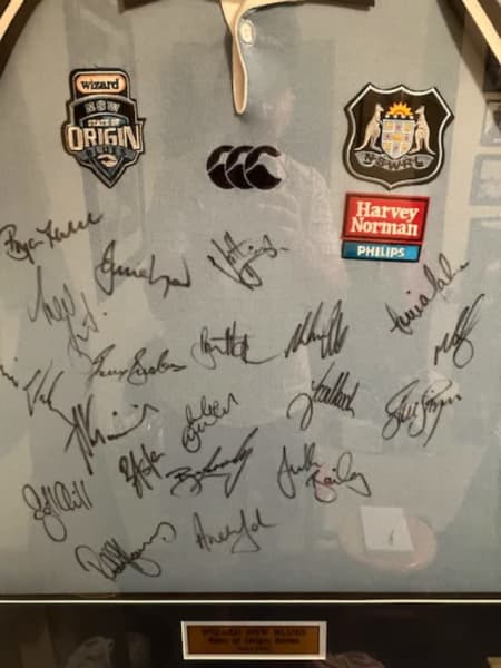 20 2002 Signed and Framed NSW state of origin jersey