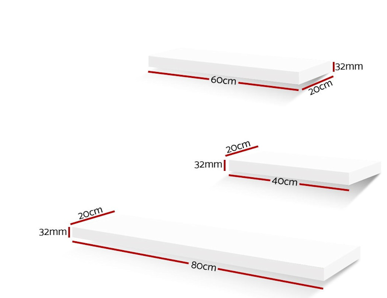 Floating Wall Shelf Set of 3 White62863839515777112