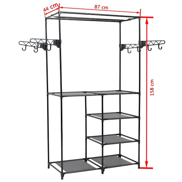 Clothes Rack Steel and Non-woven Fabric 87x44x158 cm Black62865820759553113