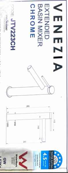Johnson Suisse Venezia Extended Basin Mixer Chrome JTV223CH63439506947715113