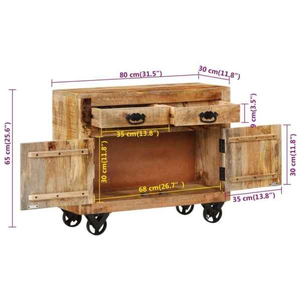 Sideboard 80x30x65 cm Solid Rough Wood Mango62863408904065111