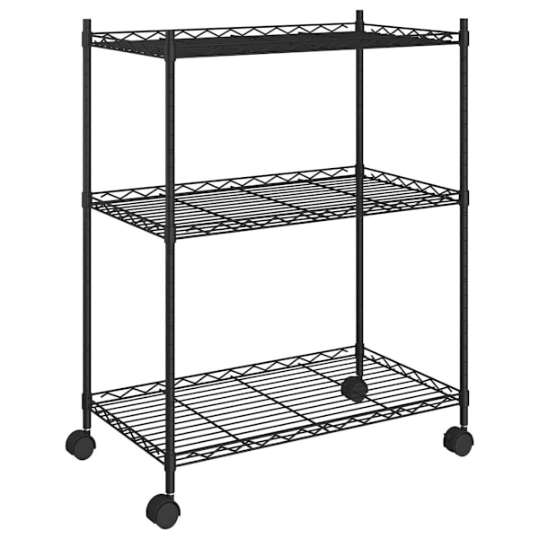 3-Tier Storage Rack with Wheels 60x35x81 cm Black 150 kg62863839016579114