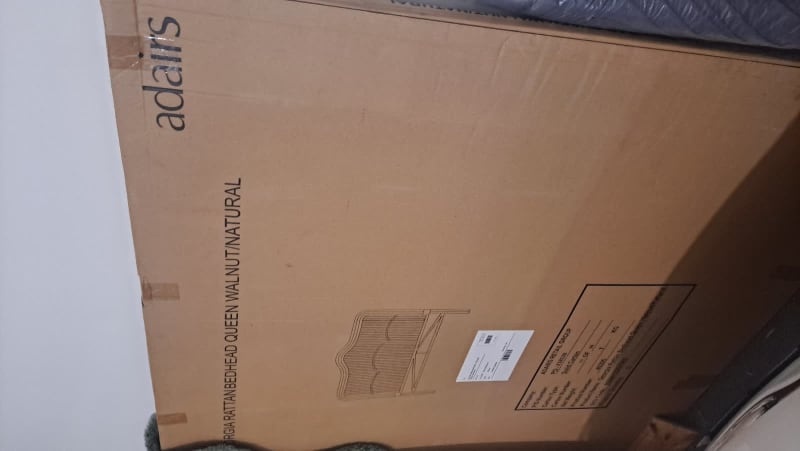 Walnut rattan queensize bedhead from ADAIRS!!63437624733697111
