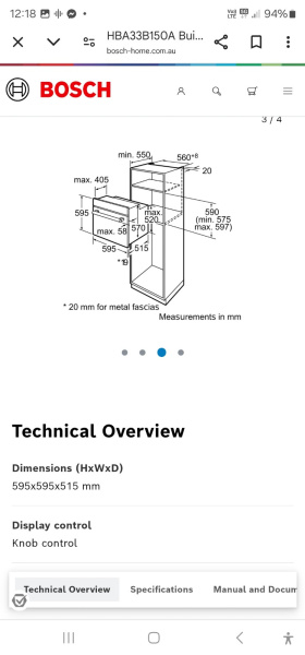 Bosch 60cm Wall Electric Oven HBA33B150A/4663022178912258111
