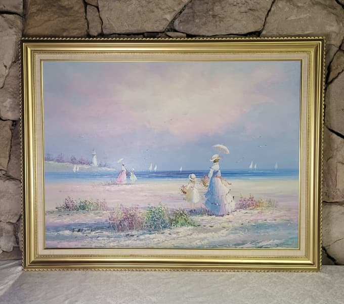 XLarge Original Oil Painting Ocean Seascape Ornate J. Miller