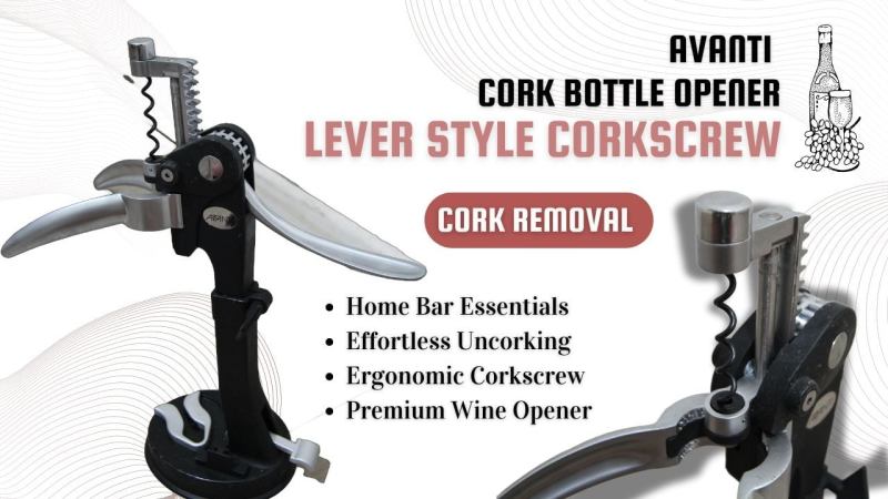 *RRP $90* Avanti Cork Bottle Opener Lever Style Corkscrew Cork Removal630156367029791114