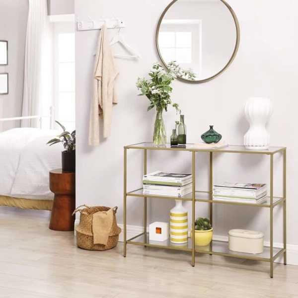 3-Tier Tempered Glass Sofa Table Modern Storage Shelf62864722963714112