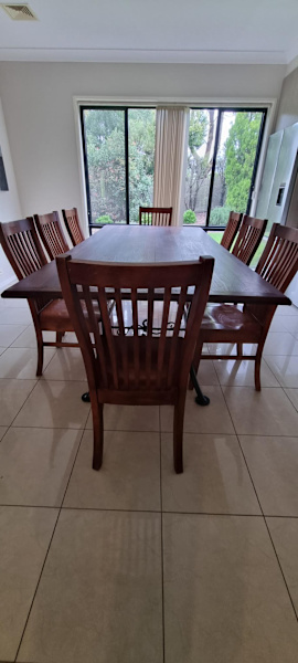Large dining Table with hardwood timber top and steel legs628658207773451110